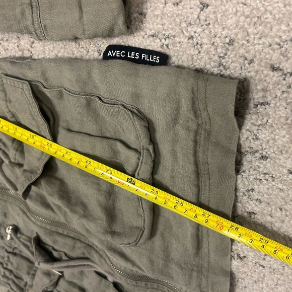 Avec Les Filles (Anthropologie) Linen XS EUC Green Utility Jacket Adjustable Fit - Picture 12 of 13